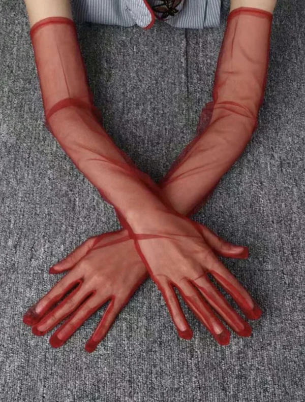 Burgundy Mesh Gloves