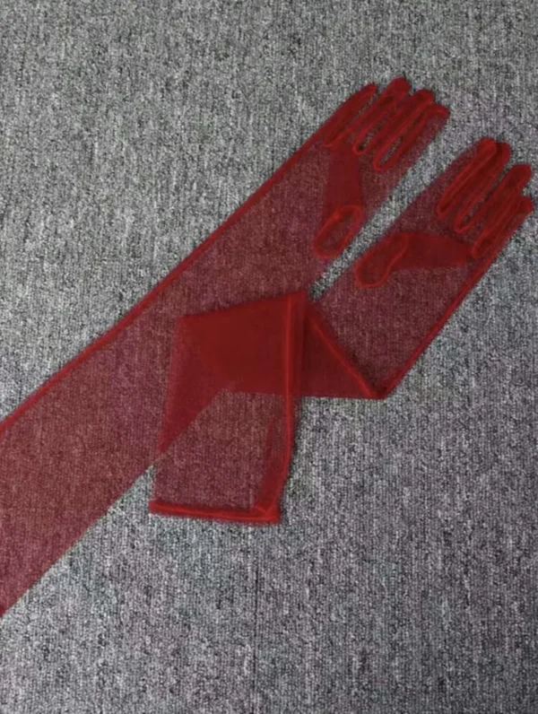 Burgundy Mesh Gloves