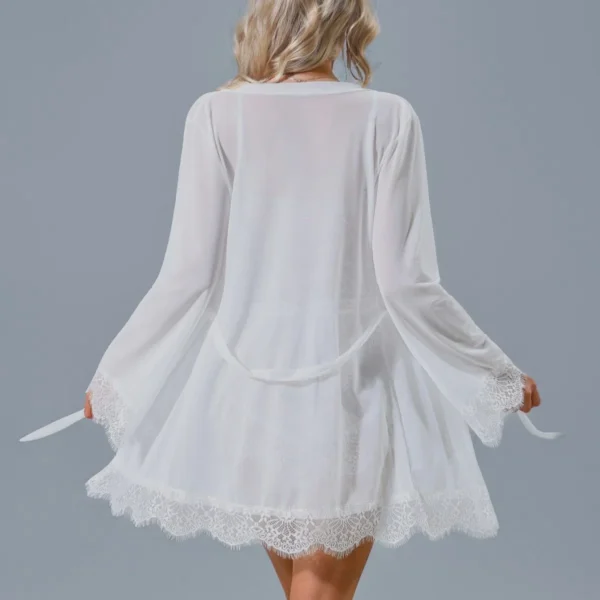 MUSK - Chiffon with lace shorts set with robe - sleepwear