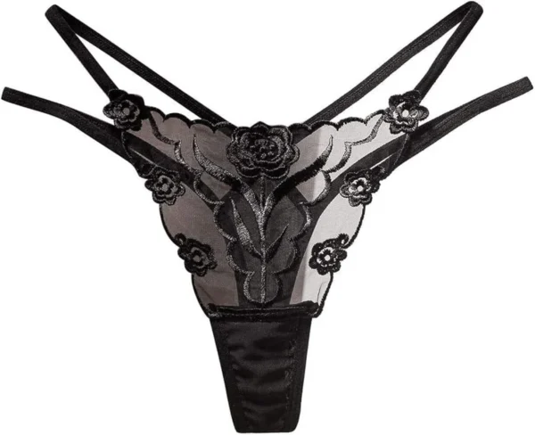 LUNA embroidered mesh Thong