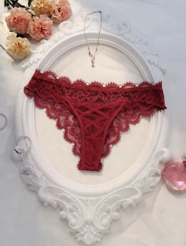 TIA - lace up lace thong