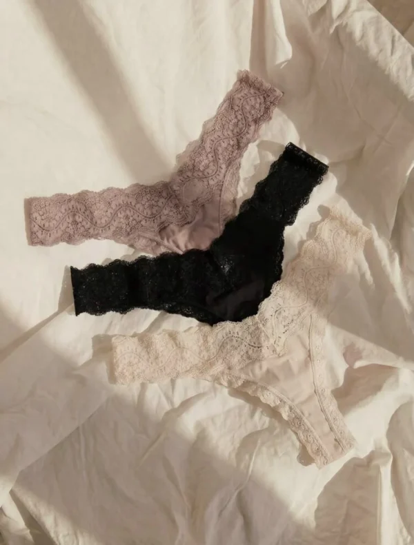 SUNSET lace-cotton mix thong