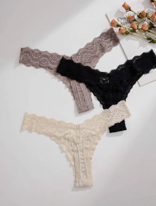 SUNSET lace-cotton mix thong