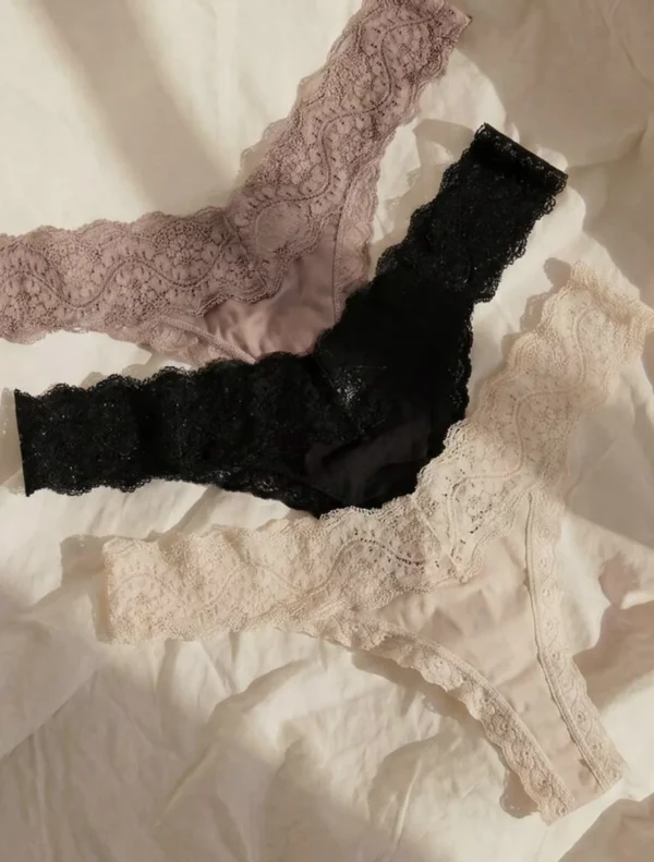 SUNSET lace-cotton mix thong