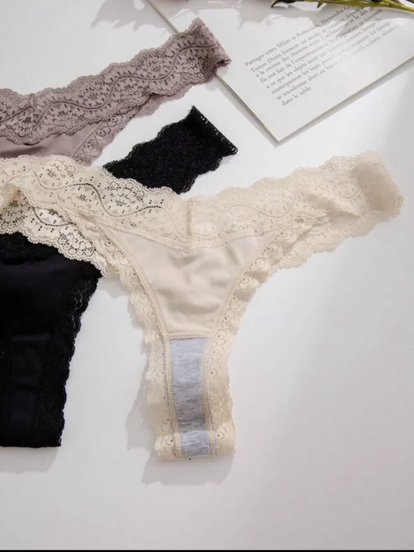 SUNSET lace-cotton mix thong