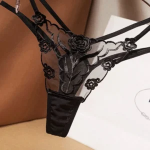 LUNA embroidered mesh Thong