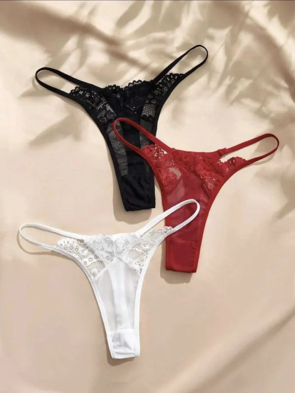 NINA - Mesh lace contrast Thong
