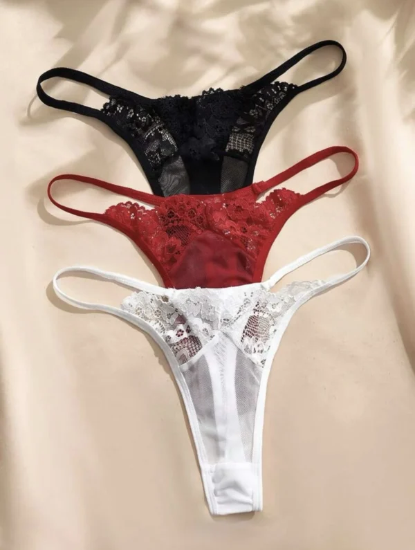 NINA - Mesh lace contrast Thong