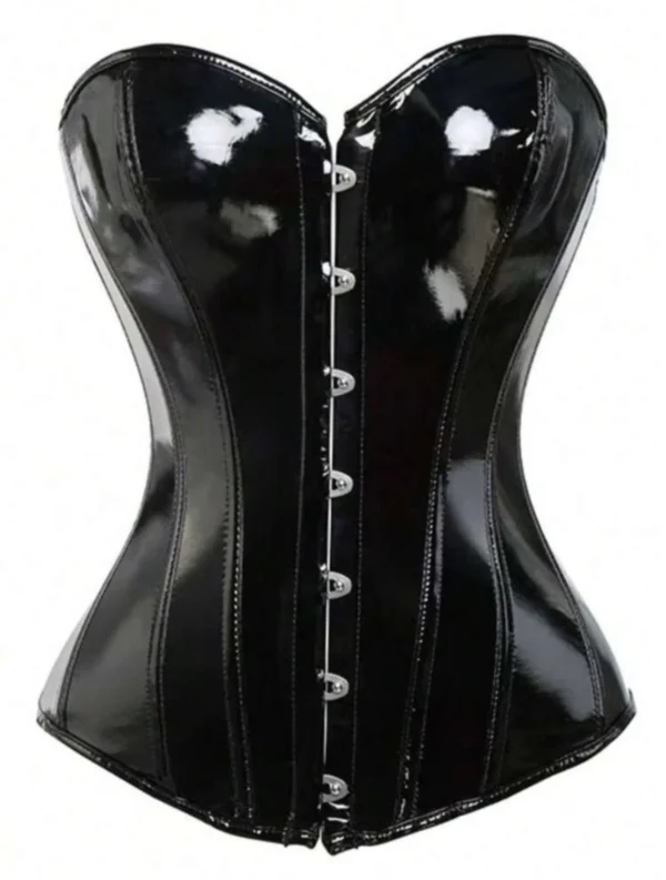 ANGELINA - Black lacquer PU corset