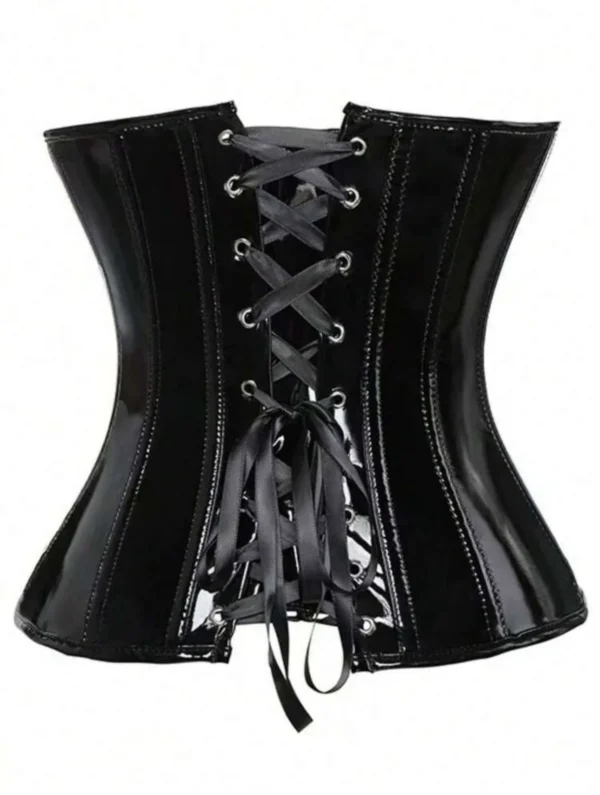 ANGELINA - Black lacquer PU corset