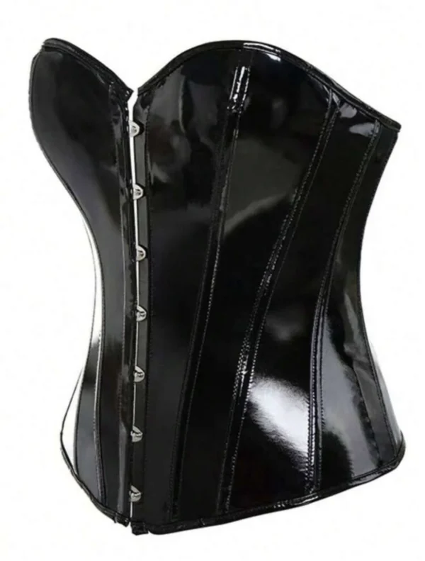 ANGELINA - Black lacquer PU corset